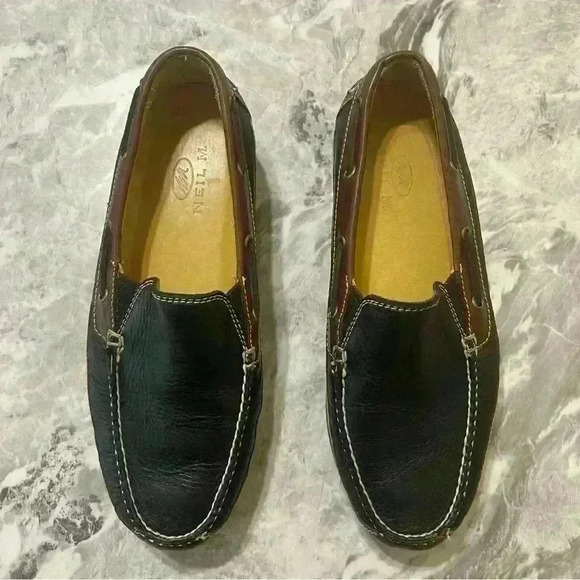 Neil M. Loafers Mens Size 9.5 Casual Comfort Shoes Mocs Brown Leather Vacation - Picture 2 of 10